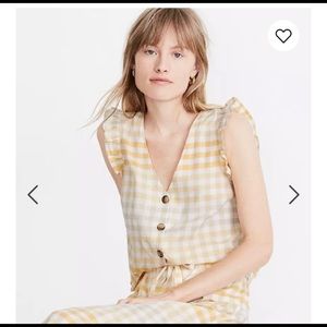 Madewell ruffle button tank in ombré gingham